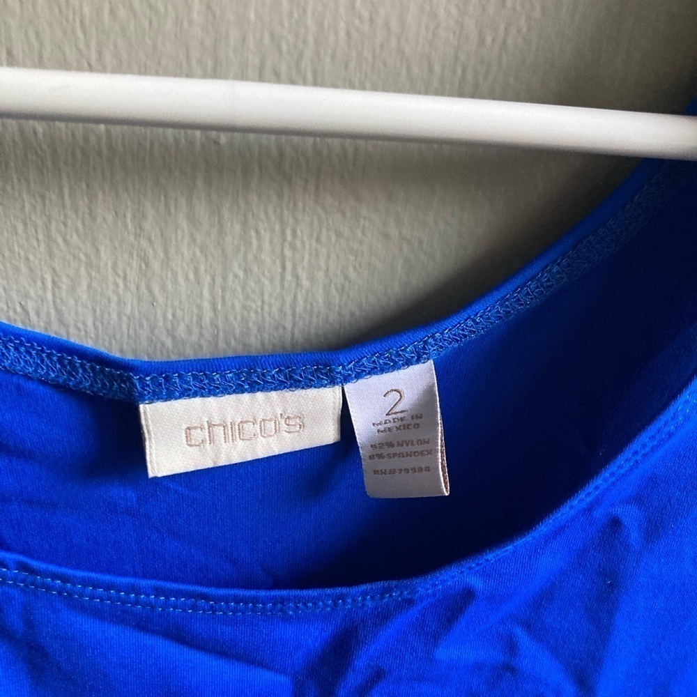 Chico's Women's Size 2 Large Basic Blue Solid Nyl… - image 3